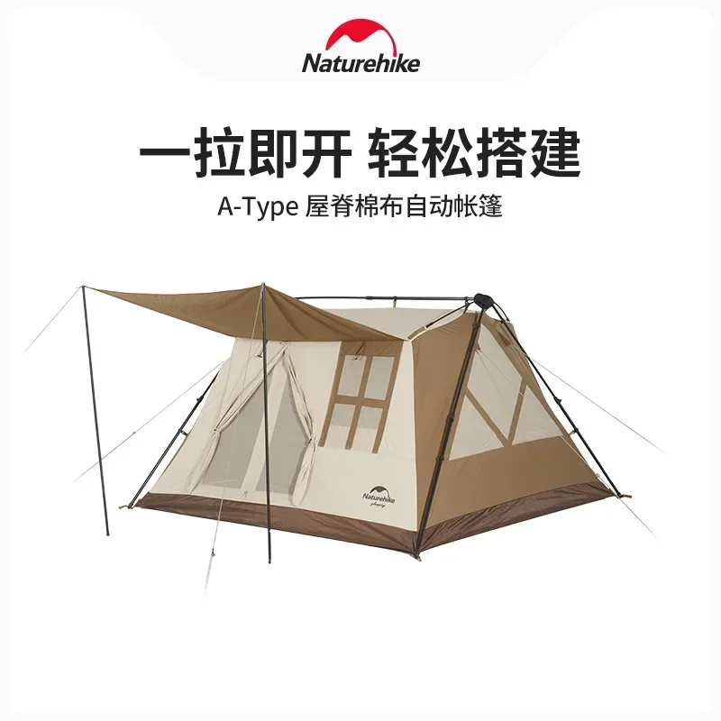 Naturehike-Type A Roof Cotton Automatic Tent, Outdoor Camping, Easy to Build, 3-4 People Cabin Tent, CNH22ZP029