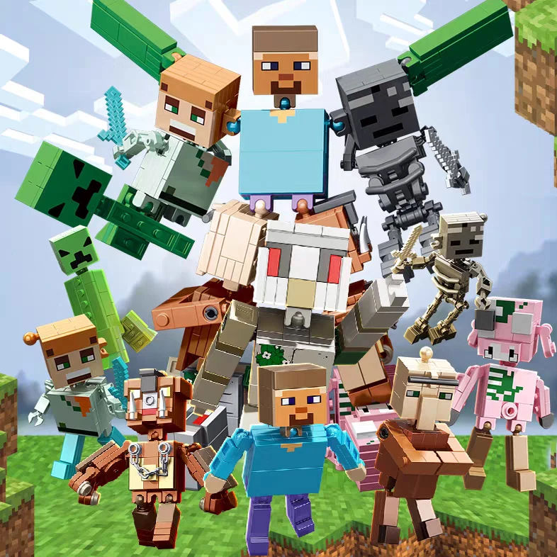 

My World 8 in 1 Role Play Game Figures Set, Animals Building Blocks Toys Gift for Kids Boys Girls (Steve, Creeper,Zombie & More)