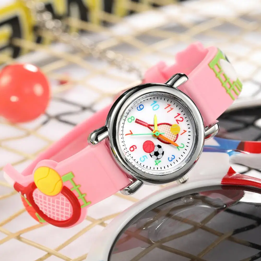 Montres à quartz en plastique pour enfants, montres pour enfants, motif de sport de tennis, cadeau mignon pour étudiants, instituts