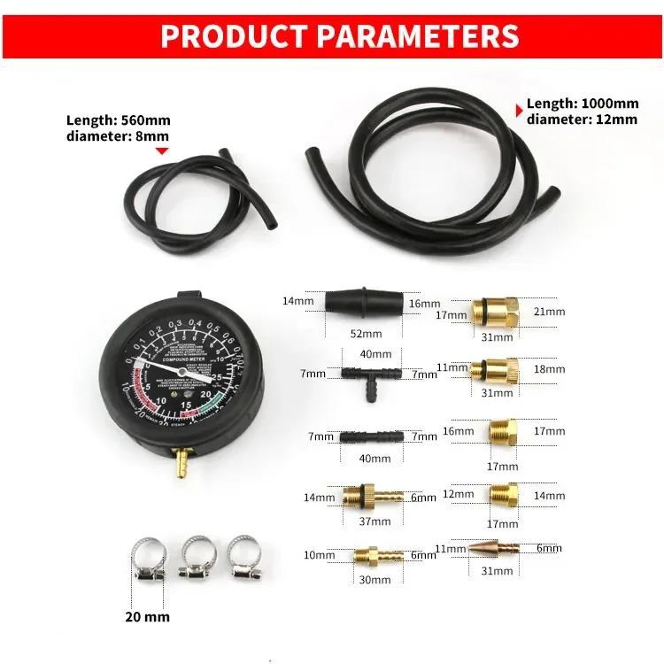 Manometro posteriore di scarico manometro per Gas di scarico dell\'automobile rilevatore di tubi di scarico manometro per riparazione automatica