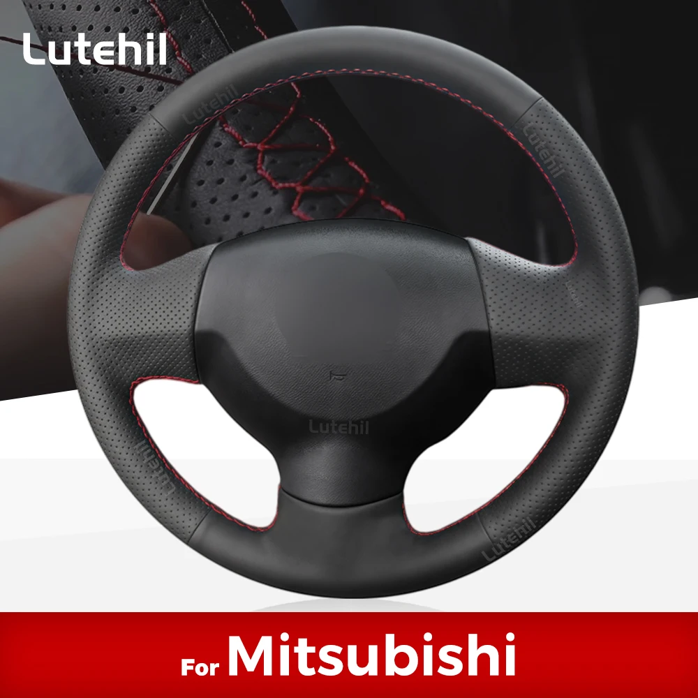 For Mitsubishi Outlander 2006-2013 ASX Lancer X 10 2007-2015 Custom Car Steering Wheel Braid Cover Hand Sewing DIY Genuine Leath