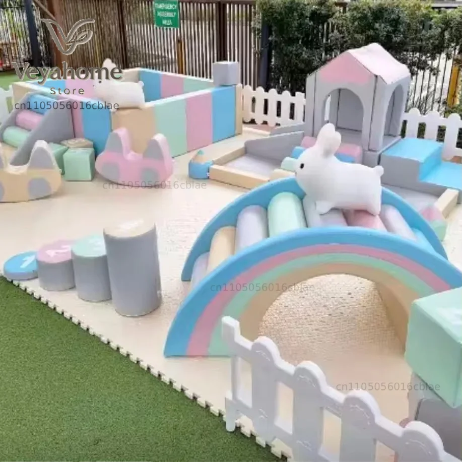 Factory Sale Macaron Soft Indoor Playground Soft Toy Set Ball Pit Soft Toy Block Commercial Rental Wedding Party