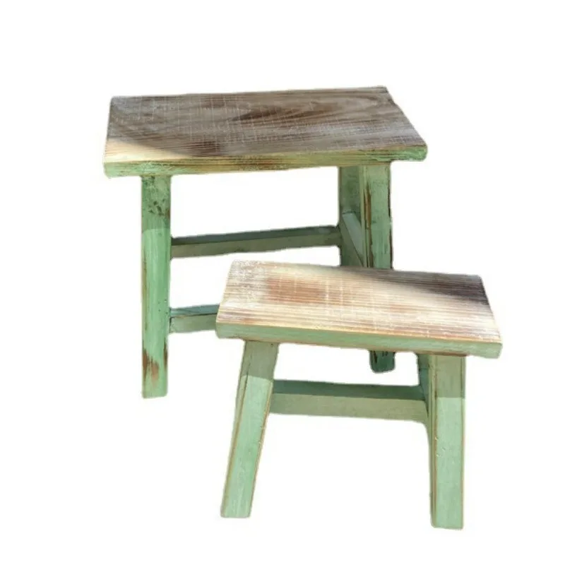 

Old antique stools, flower shop window decoration, Mori dessert table ornament props
