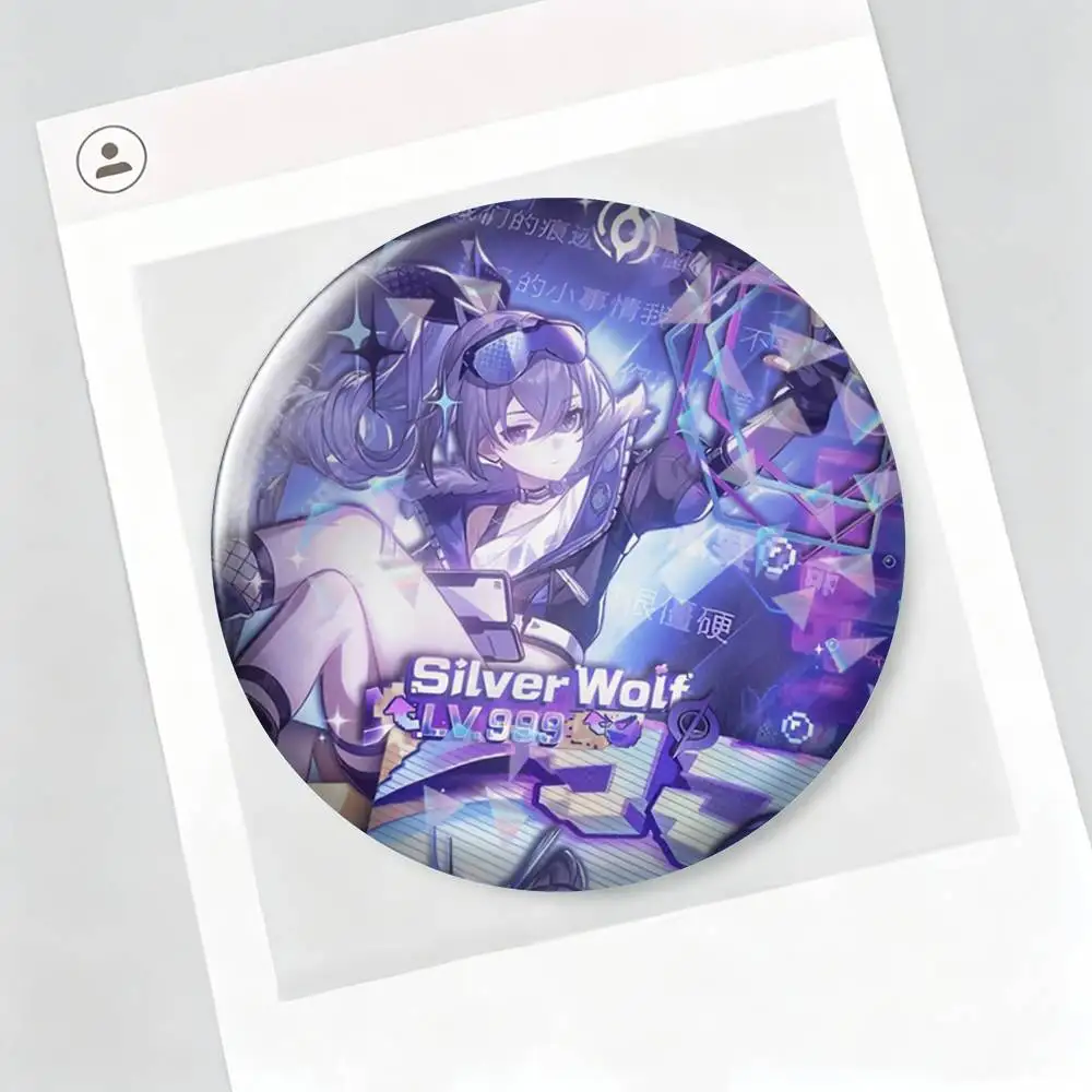 Silver Wolf LV.999 HSR-r Brooch Metal Decorative Brooch Pins for Backpack Clothes Jacket Accessories,Souvenir. view 6