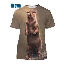 Cartoon Animal Otters 3d Printing Men And Women Fun Cute Fashion Round Neck Top T-shirt Street Casual Short Sleeve Women Clothes