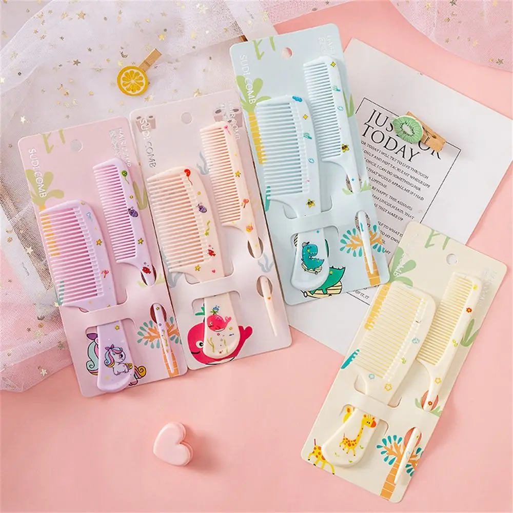 2pcs/set Cute Cartoon Kids Hairdressing Comb Anti-static Pointed Tail Comb for Girls Strawberry Fruit Hair Comb Kids