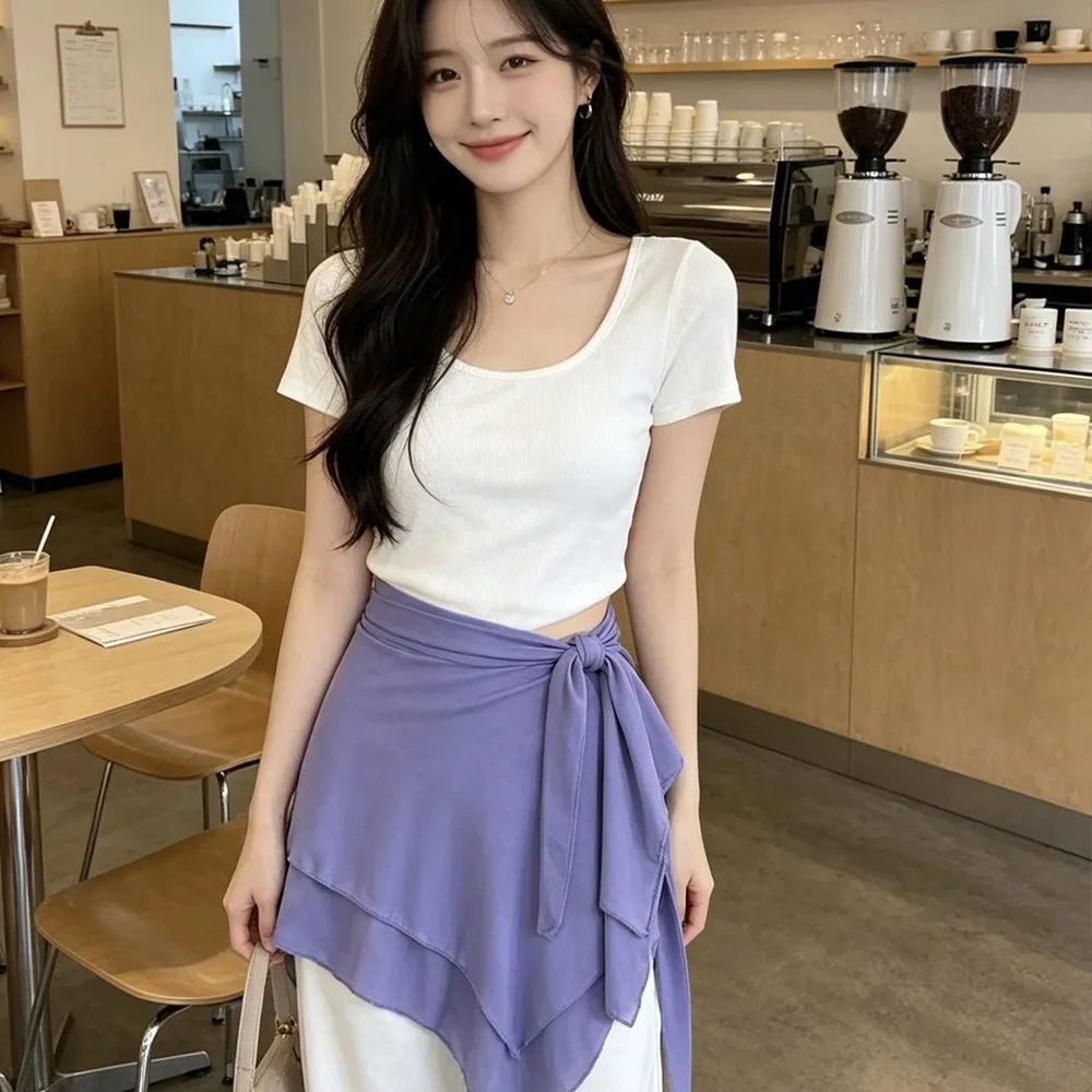 

Layer Mesh Double Layer Apron Skirt Breathable Double Layer Yoga Wrap Skirt Casual Adjustable Tie Hip Cover Skirt Hip Hiding