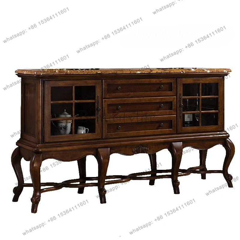 

American solid wood marble dining side cabinet, living room door partition designer high-end decoration