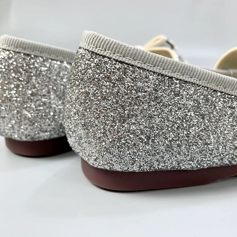Girls Shoes Spring Autumn Kids Fashion Brand Princess Mary Jane Dance Flats Toddler Children Glitter Bowtie Sandals Soft Sole
