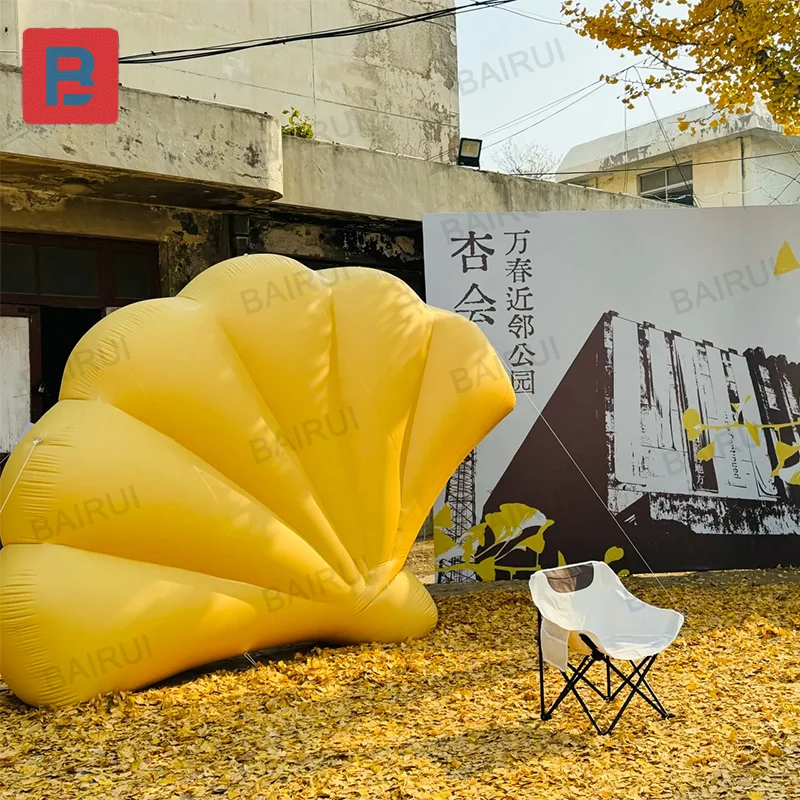 Folha de ginkgo inflável de pano oxford folhas amarelas gigantes para pintura de galeria de arte, decoração de parque