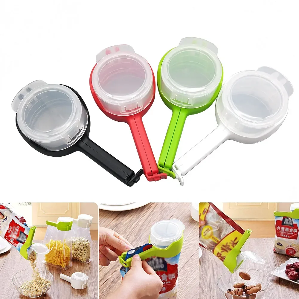 4PCS/Set Sealing Pour Bag Clips Clamp Plastic with Lid For Food Storage Large Discharge Sealer Clamp Bag Clip Kitchen Tools