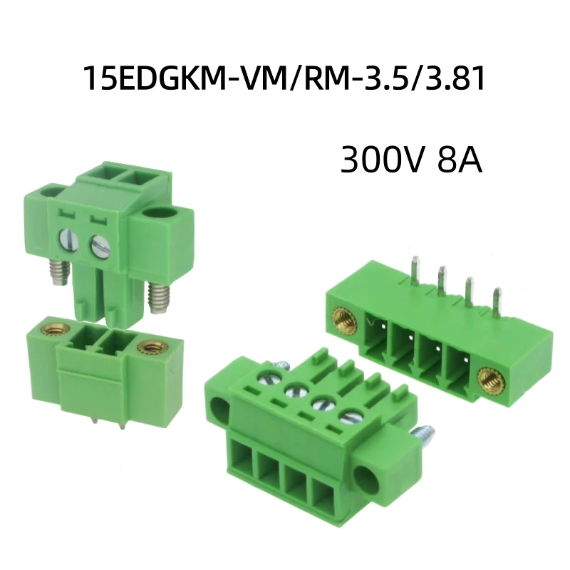 Jeu d'aiguilles coudées droites EDGVM, connecteur avec vis d'oreille, fiche à bride 2-24 broches, 15 EDGKM-3.81mm