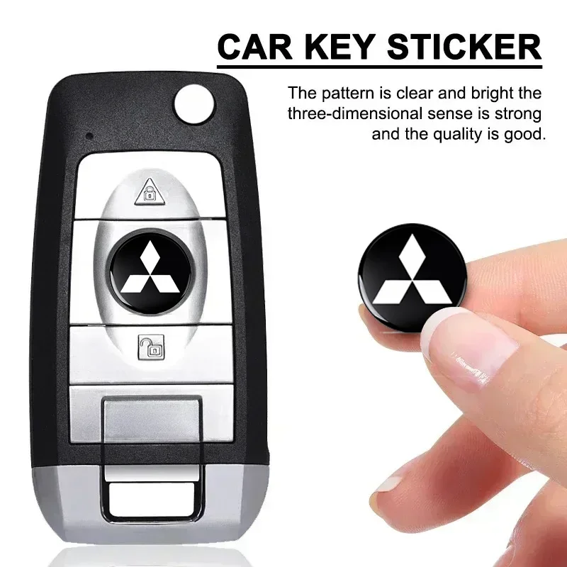 14mm Car Key Badge Emblem Replacement Car Key Stickers For Mitsubishi Outlander Lancer 10 9 ASX RALLIART Eclipse L200 Pajero