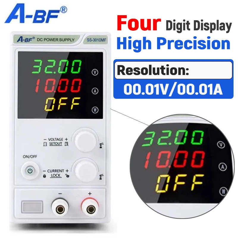 A-BF Laboratory DC Power Supply Unit Adjustable 4 Digit Mini Lab Bench Power Supply Source Memory Function Voltage Regulator