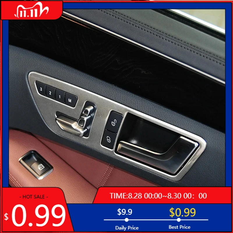 

Interior Stickers Car Inner Door Handle Bowl Panel Frame Trim For Mercedes Benz E Class W212 2009-15 Stainless Steel Interior Ac