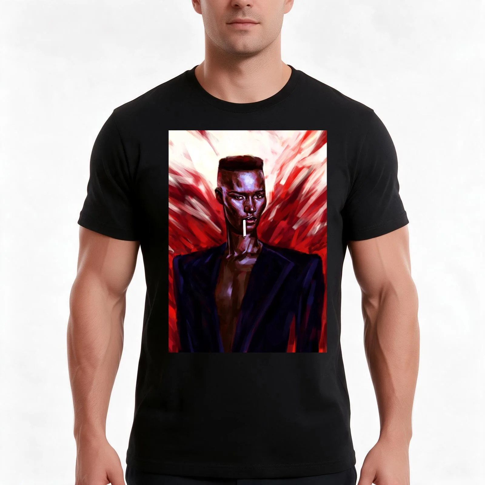 Grace Jones T-Shirt, Summer Casual Cotton Tee, Oversized Streetwear Tops, Vintage Graphic Print, Loose Fit Short Sleeve