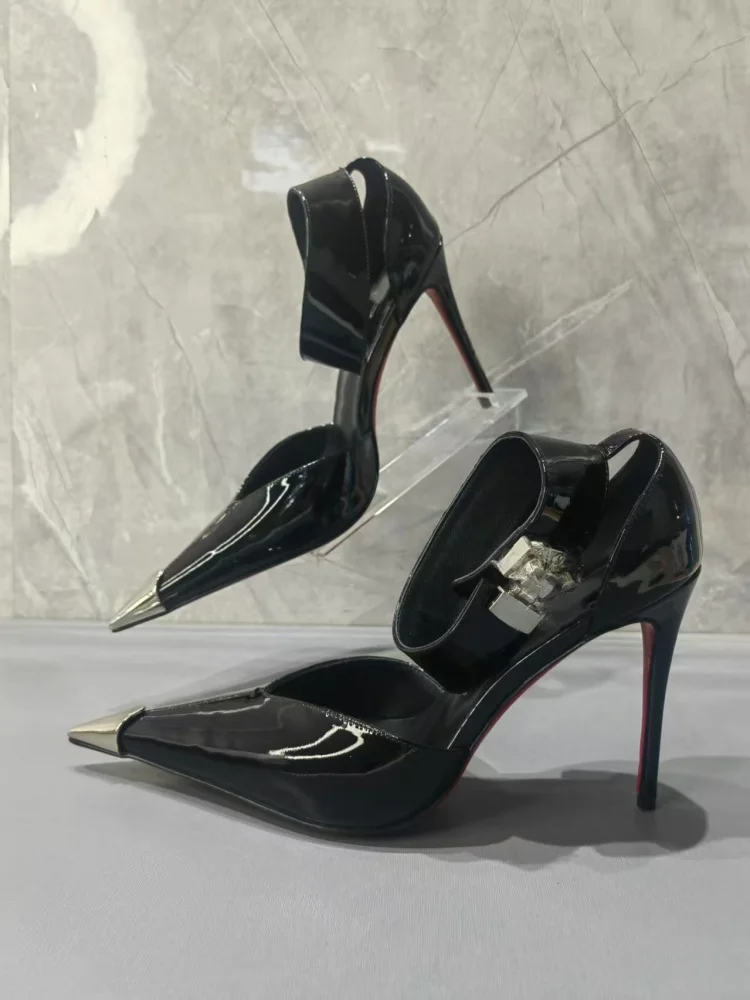 

Женские сандалии с острым носком, летняя однотонная женская обувь без шнуровки на очень высоком каблуке большого размера, модная обувь для показа, женская обувь