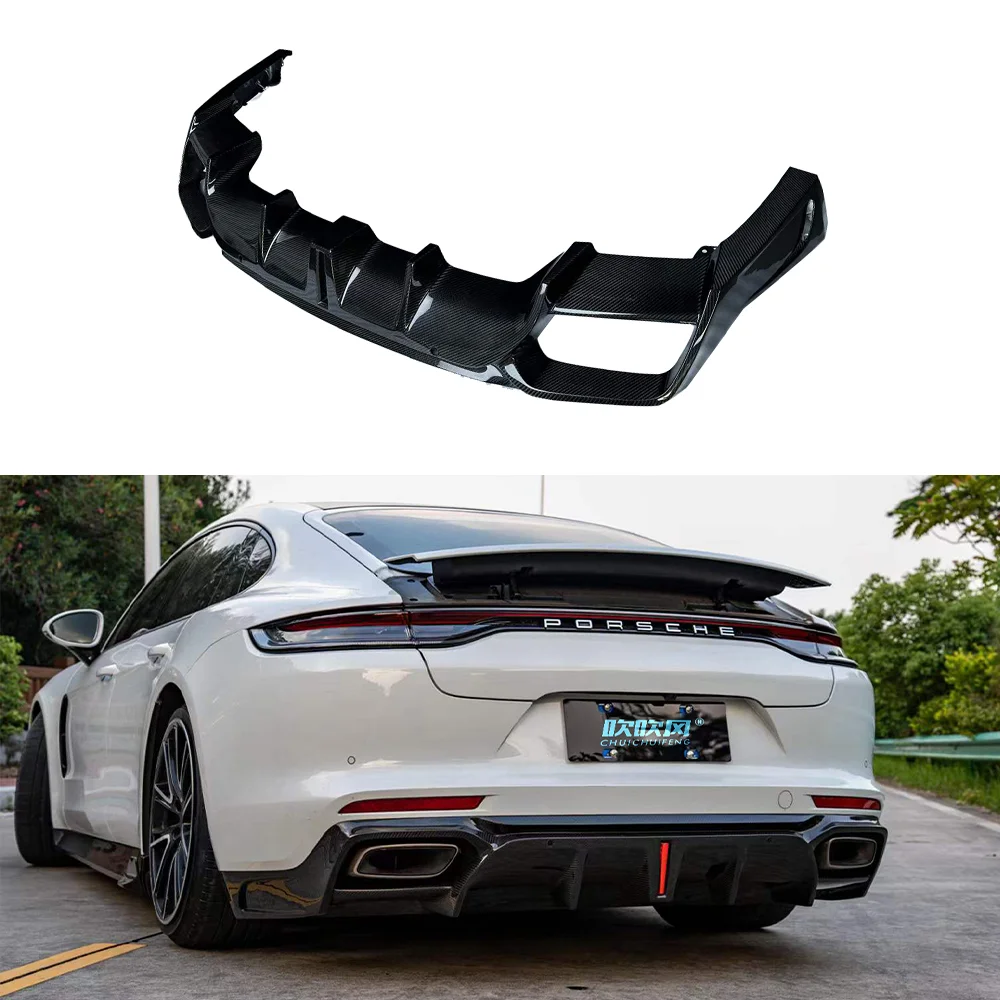 Parachoques trasero para Porsche Panamera, difusor de fibra de carbono en seco Real, con divisor de labios de luz de tope, piezas de decoración de coche, 971,2