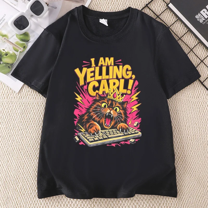 I Am Yelling Carl T-shirt Women Men Funny Dungeon Crawler Carl T Shirt Princess Donut Fan Tee Gamer Cat Meme Tshirt Clothes