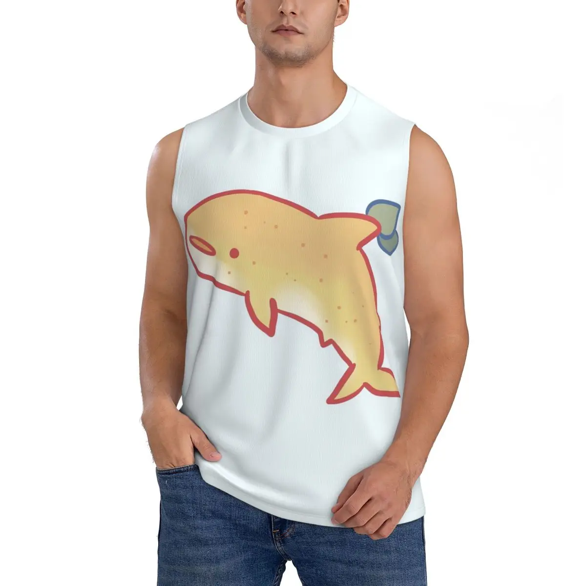 Lemon Shark Men Sleeveless Tank Tops Quick Dry Breathable Gym Fitness Running Summer Casual Sport Vest