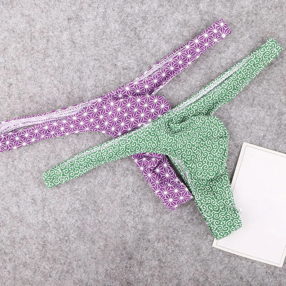 

Printed Cotton Blend Comfortable Men G-Strings Sexy Briefs T-panties Pouch Underwear Fashion Man Sports Thongs