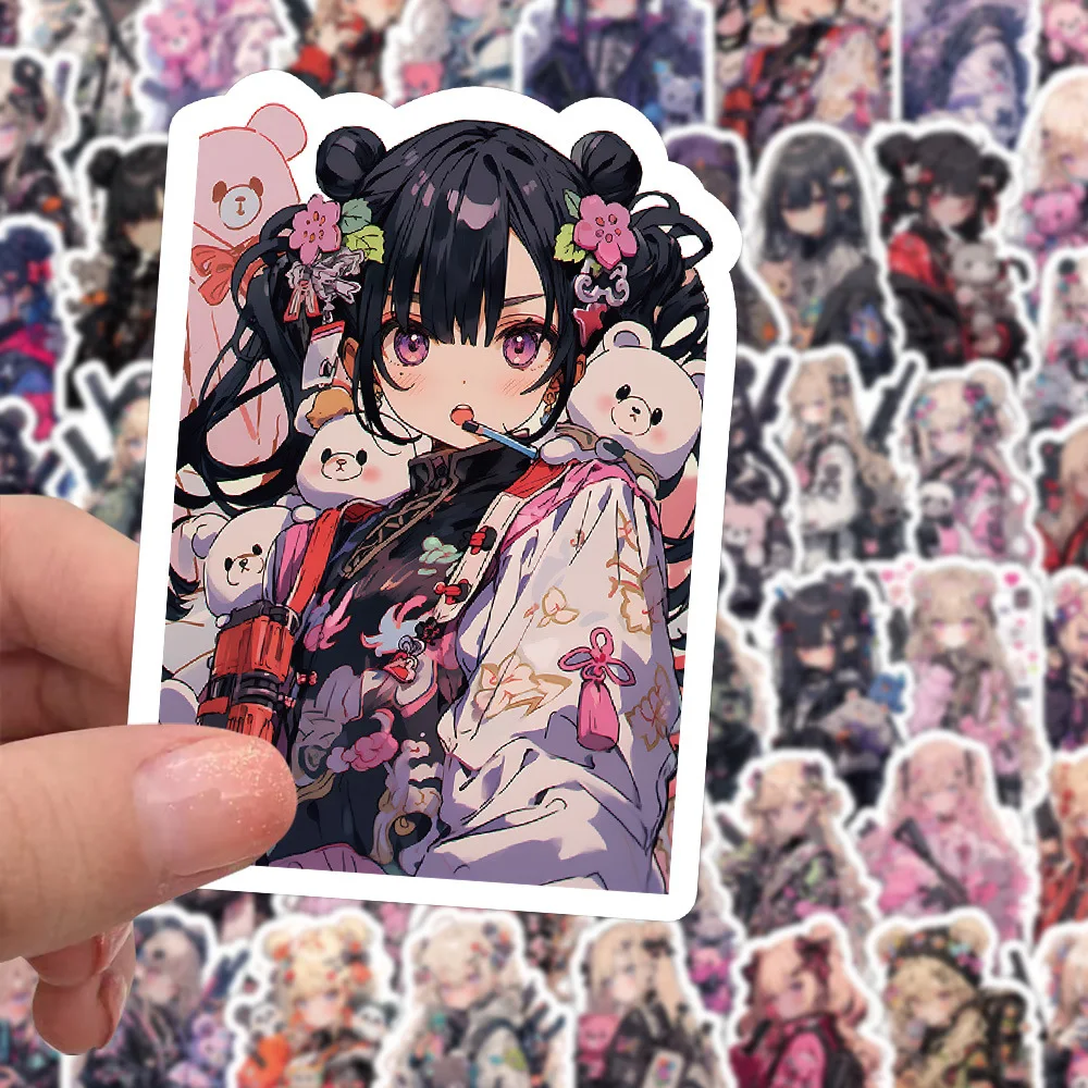 10/30/60PCS Anime bella ragazza orso Killer Cool Sticker telefono fai da te Laptop bagagli Skateboard Graffiti decalcomanie divertimento per giocattolo per bambini