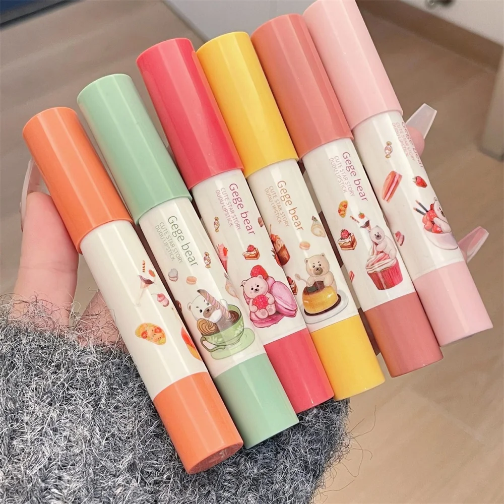 Lipstick Soft Mist Lip Glaze Cute Bear Lips Makeup Lipgloss Lip Contouring Lipstick Pen 6 Color Cosmetics Red Lip Tint