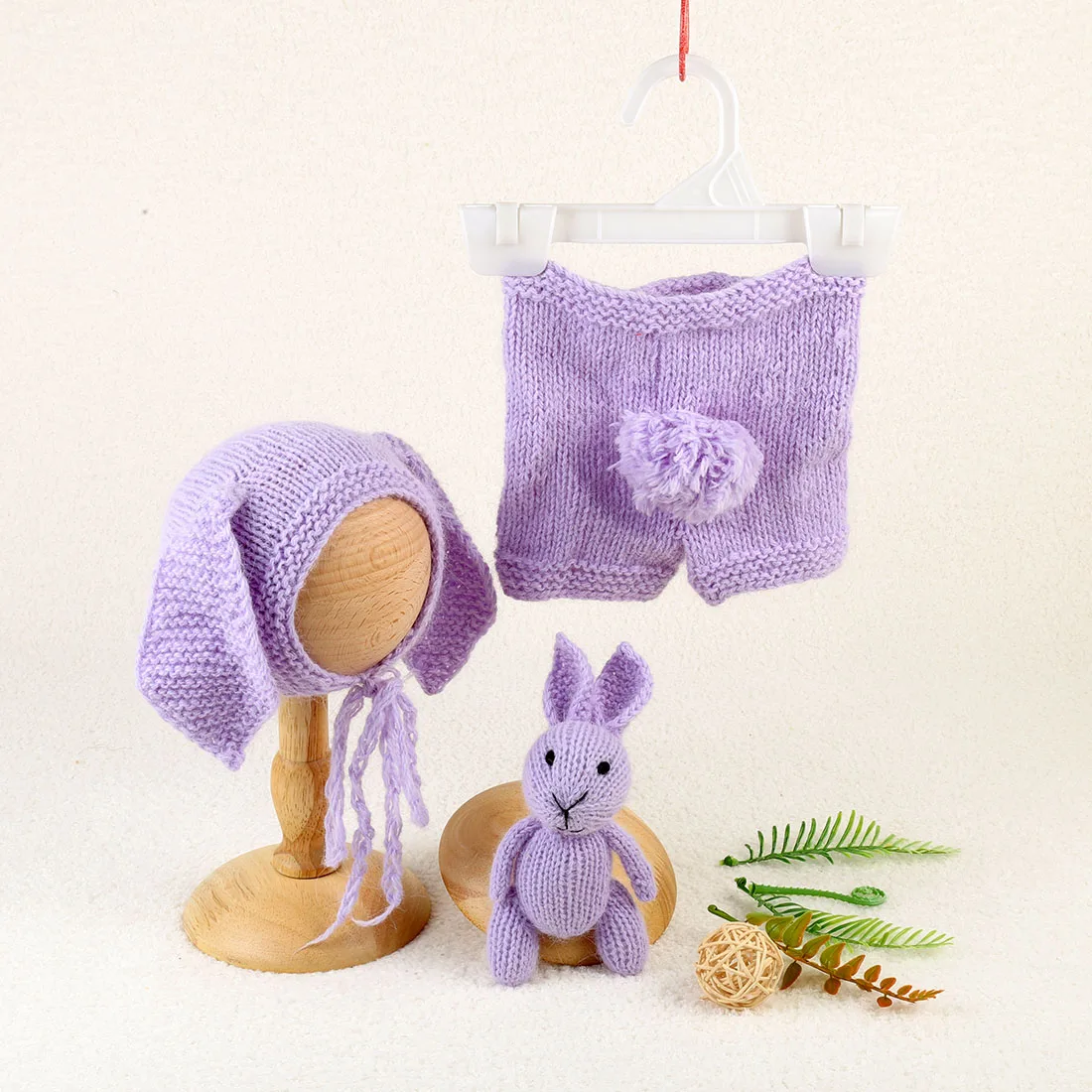 Ensemble d'accessoires de photographie pour nouveau-né, bonnet et short, barboteuse lapin au crochet, ensemble de jouets pour bébé garçon, séance photo globale