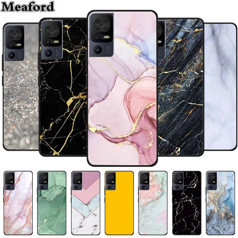 Case For TCL 40 SE Marble TPU Soft Silicone Back Cover For TCL40 SE 40SE Cases Cute Protective Mica Painted Colorful Bumper Capa