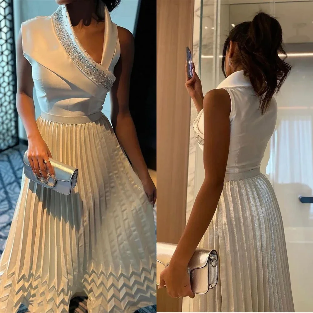 

Customized Prom Dresses Simple High A-Line Formal Evening Fold Satin Occasion Gown sage green evening gown платье выпускной