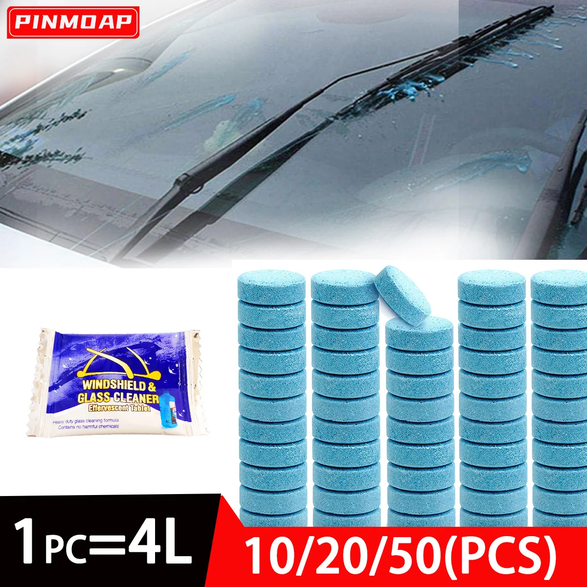 

PINMOAP Wiper Effervescent Cleaning Sheet Concentrated Car Glass Cleaner Car Windshield Washer Fluid Sheet Efficient Cleaning