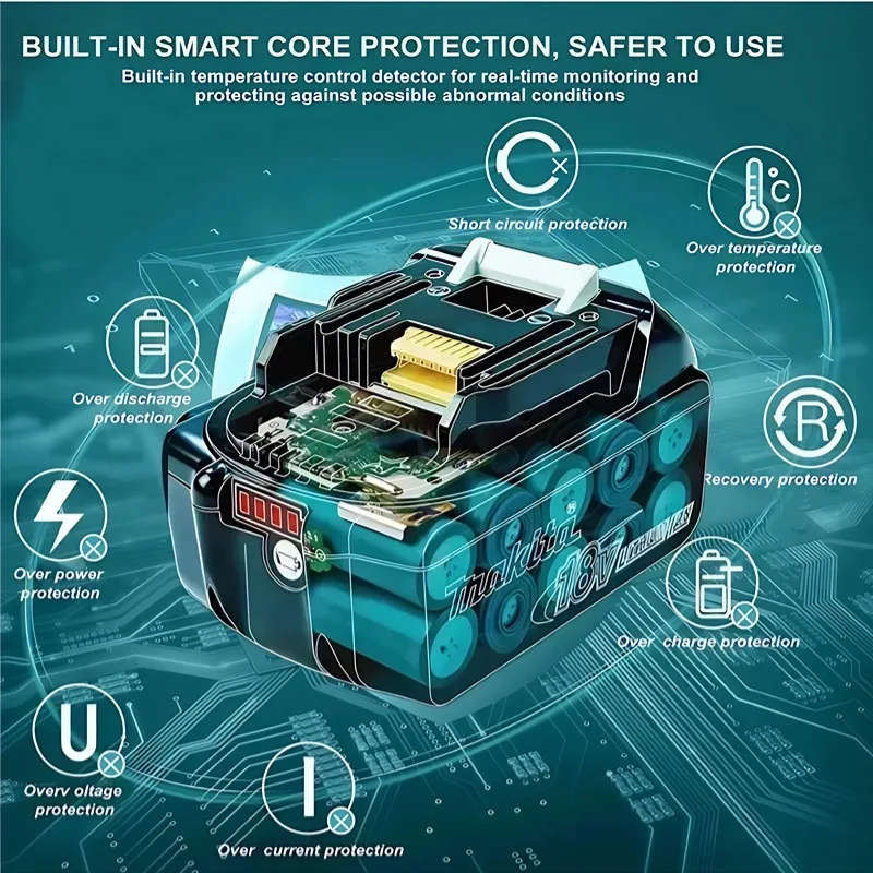 100% Original Makita 6Ah/5Ah/3Ah Makita 18V Battery BL1840 BL1830B BL1850B BL1850 BL1860 BL1815 Replacement Lithium Battery - Image 3