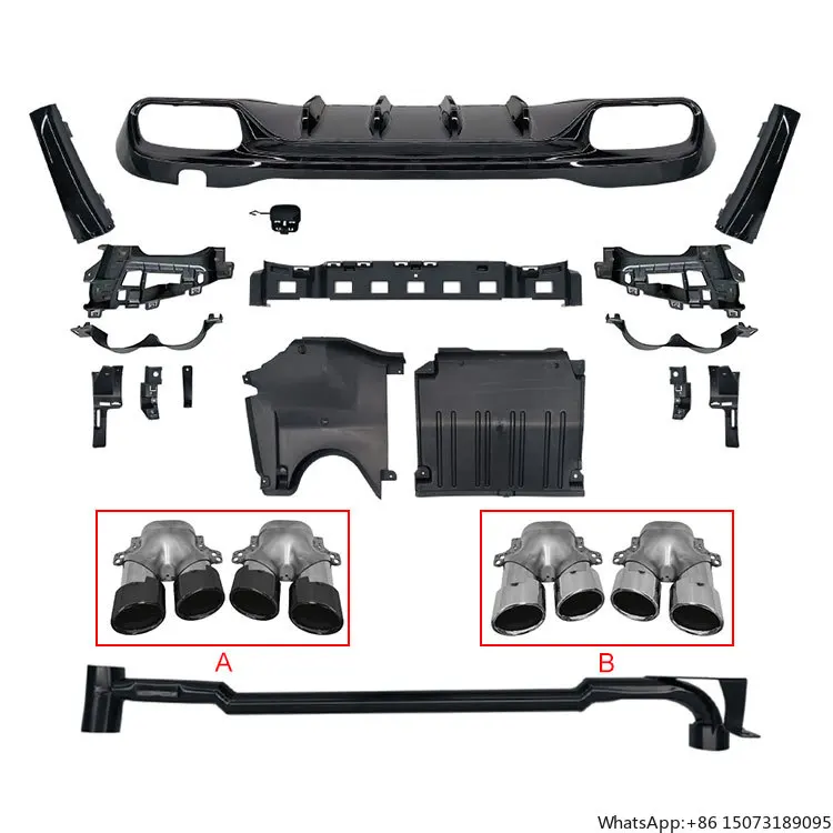 

High Quality Exhaust Pipe Rear Diffuser Upgrade C43 Rear Lip for C-Class W206 up to C43 Style Diffuse 2022-2025