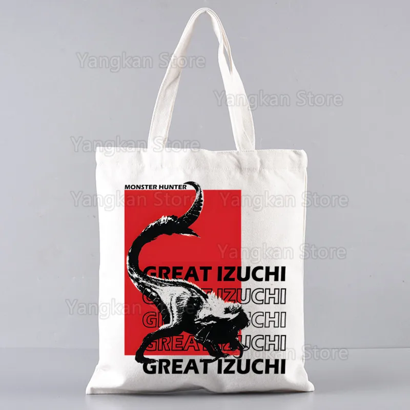 Monster Hunter Shopping Bags Tote Bag Beach Bag Shopper Bags Handbags High Capacity Canvas Shoulder Bags