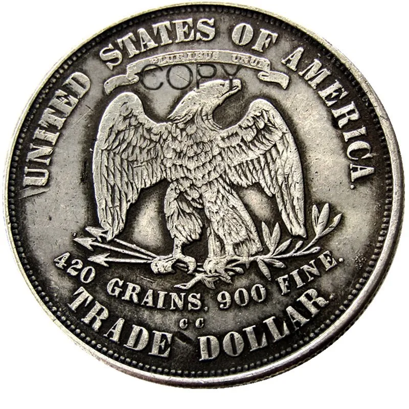 US 1876 P/S/CC/SC Trade Dollar Silver Plated Copy Coin
