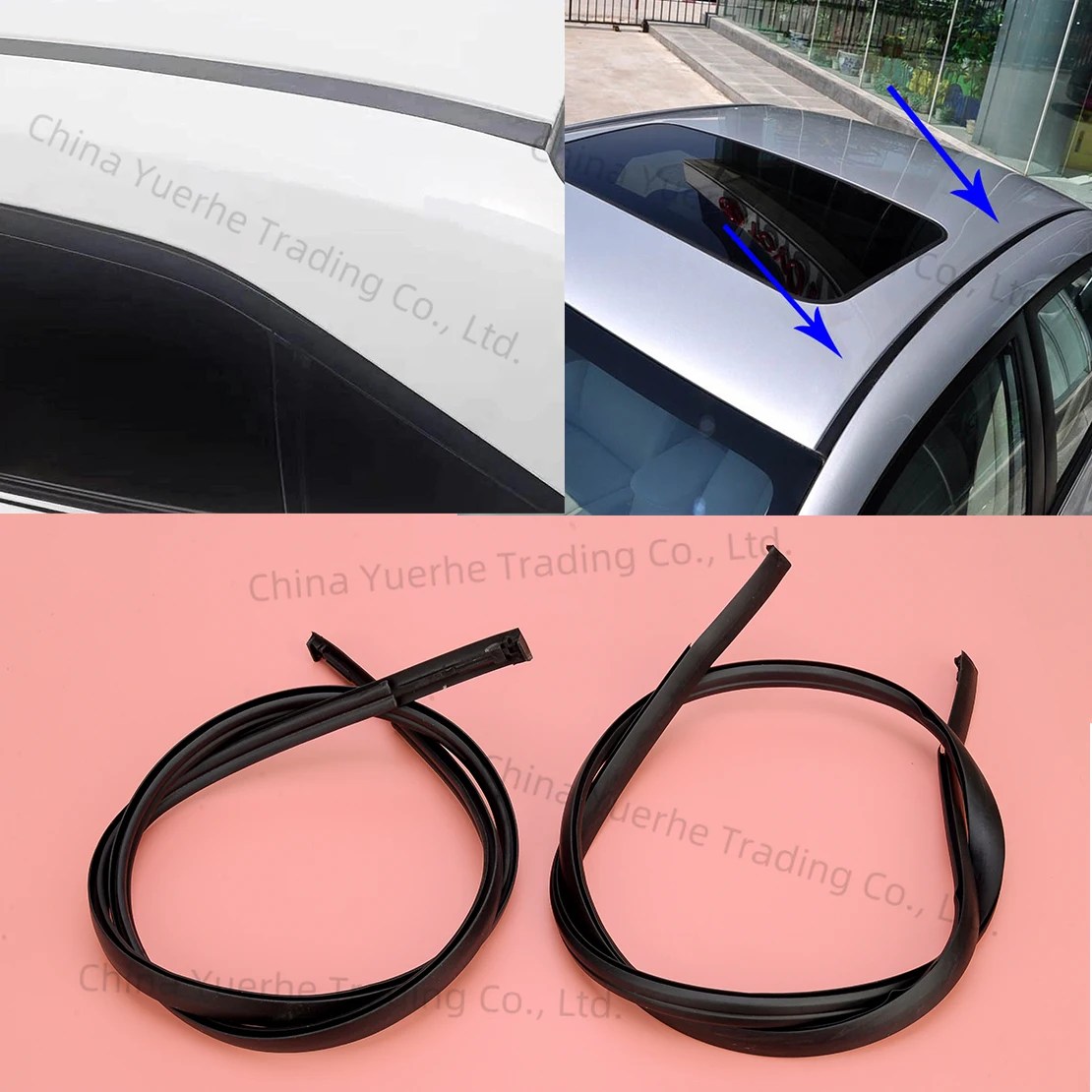 

1 Pair Left Right Side Black Car Roof Trim Molding Strips Rubber Fit for Toyota Corolla 2009 2010 2011 2012 2013