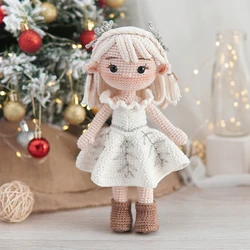 Christmas Crochet Girls Set Amigurumi Handmade Knittin Doll DIY Hook Materials Kit For Christmas Decoration Crafts Child Gifts