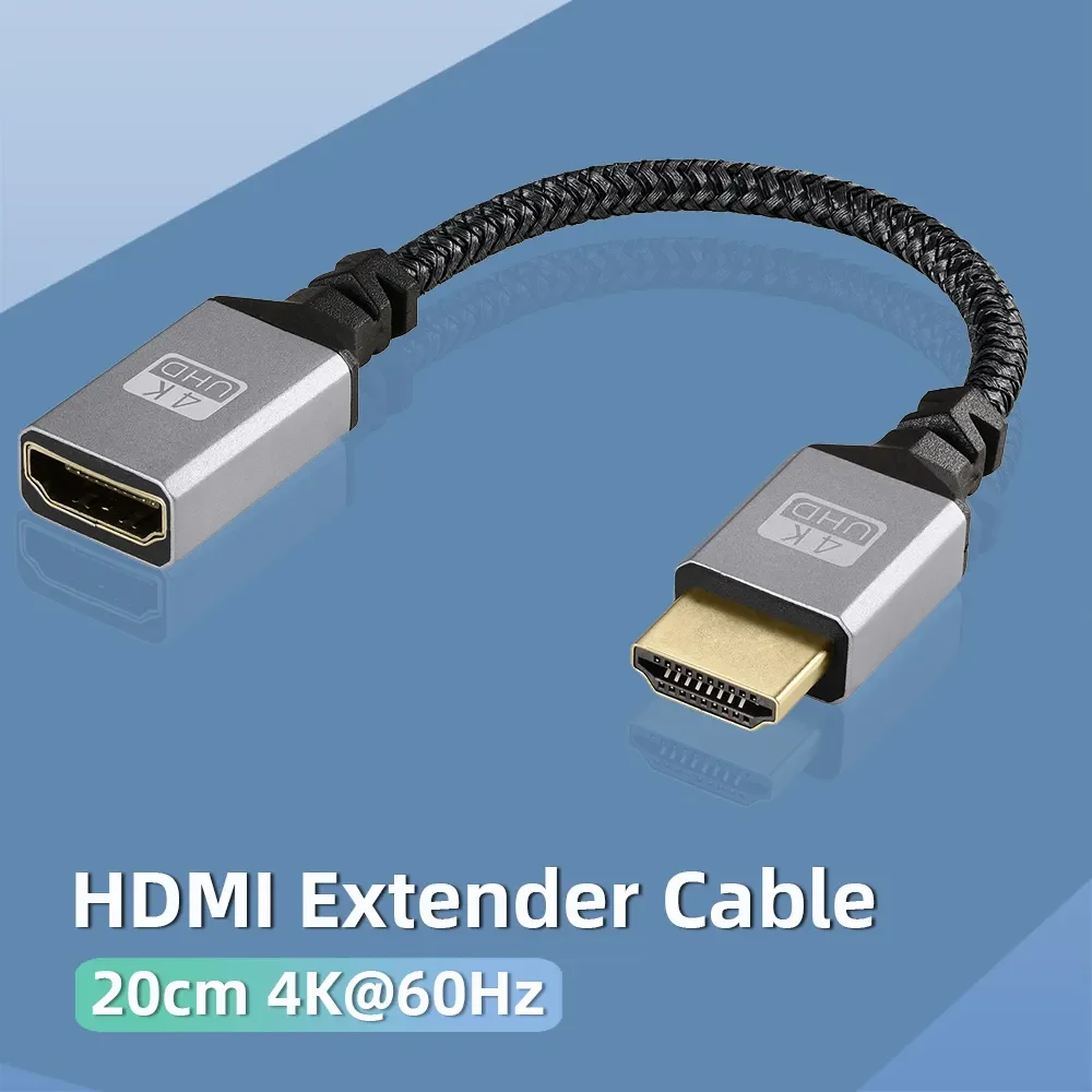 0.2M 4K HDMI-Compatible 90 Degree Male To Female Extension Cable HDMI-Compatible Adapter Extender Wire Cord Left Right Up Down