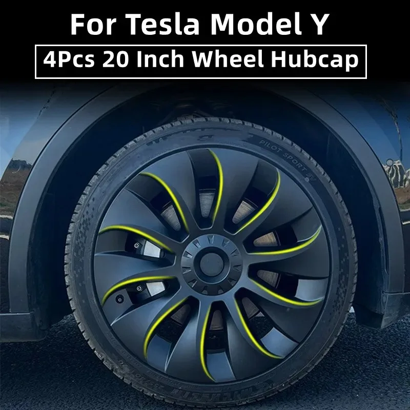 4PCS 20 Inch Wheel Hub Caps Automobile Wheel Cover Performance Replacemen Full Rim Cover for Tesla Model Y 2018-2024 Accessories