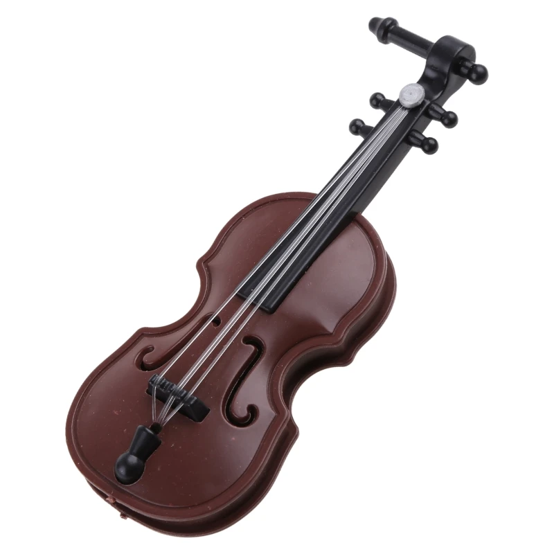 Mini Violins Ornament Miniature Violins Model with Stand for Case Dollhouse for Home Office Desktop Decoration