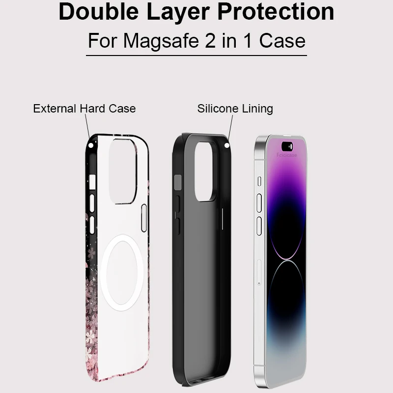 아이폰 17 프로 맥스용 Fcicicase, 맥세이프 무선 충전 폰 케이스, 아이폰 17 에어 플라워 패턴 무광 마그네틱 커버