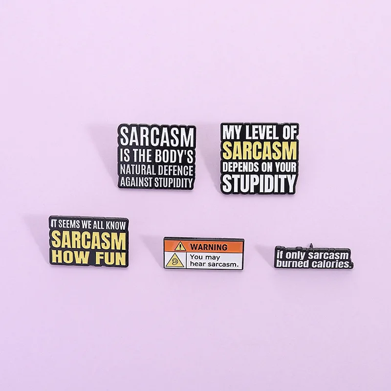 5Pcs Funny Sarcasm Quote Enamel Pins Set Sassy Attitude Brooches for Backpacks Jackets