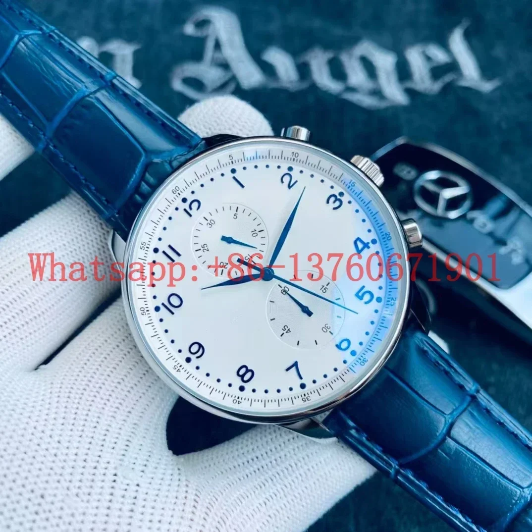 Top Quality Mens Mechanical Watch Automatic Watches Stainless Steel Black Blue Green Leather Fashion Wristwatch