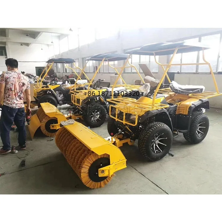 Infinitely variable speed four-wheel seat ATV brush snowplow 1.5m wide sand beach snowplough lawn carding machine