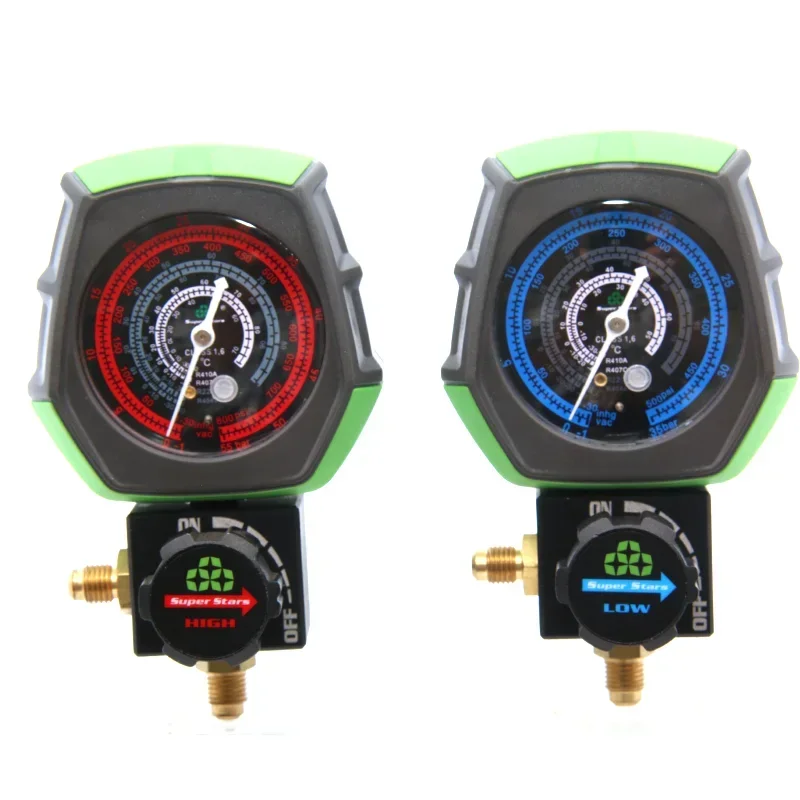 Air Conditioning Fluid Filling Meter Valve High Low Pressure Gauge Refrigerant Fluoride Mete Pressure Gauge DZSH-ST168 R22r410Ar