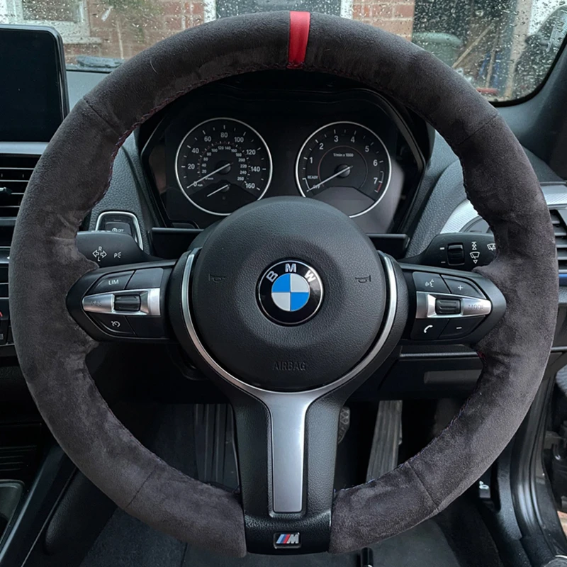 Автомобильный чехол на рулевое колесо для BMW M Sport F30 F31 F34 F10 F11 F07 X1 X2 X3 F25 F32 F33 F36 F48 F39 DIY замшевая оплетка рулевого колеса