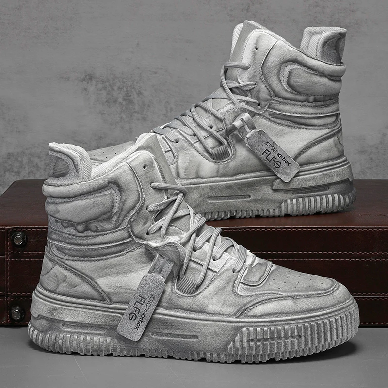 

Gray High-Top Men Sneakers Breathable Casual Sport Shoes Couple Platform Vulcanized Shoes Non-slip Men Shoes Zapatillas Hombre