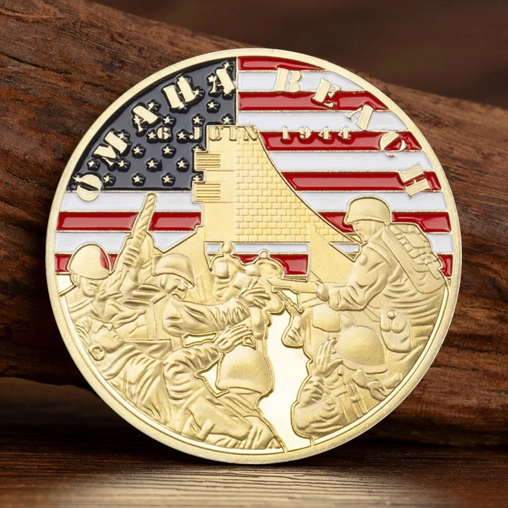 The World War II The Normandy Invasion Omaha Beach Souvenir Coin Operation Overlord Golden Plated Collectibles Coin