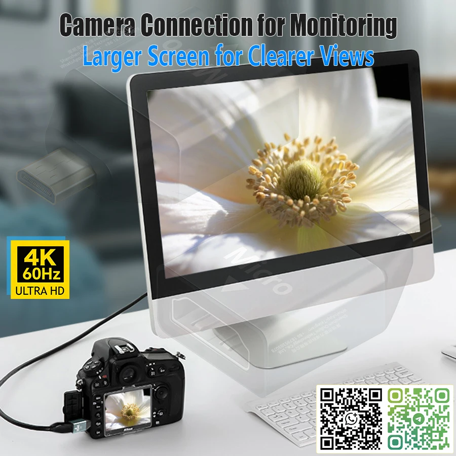 Micro-HDMI or Mini-HDMI to HDMI 4K 60Hz Converter,4K HDMI Male Female Gender Adapter for Laptop, camera, camcorder to monitor