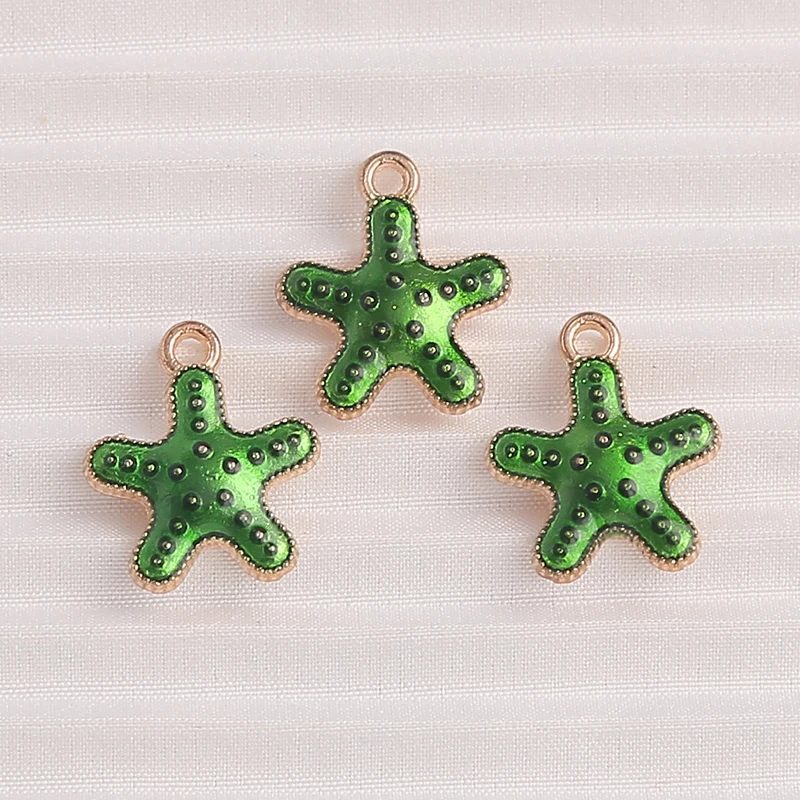 10 Stück 13x16mm Niedliche Emaille-Seestern-Anhänger für Schmuckherstellung, Ohrhänger, Halsketten, Armbänder, DIY-Bastelzubehör – Detail 7